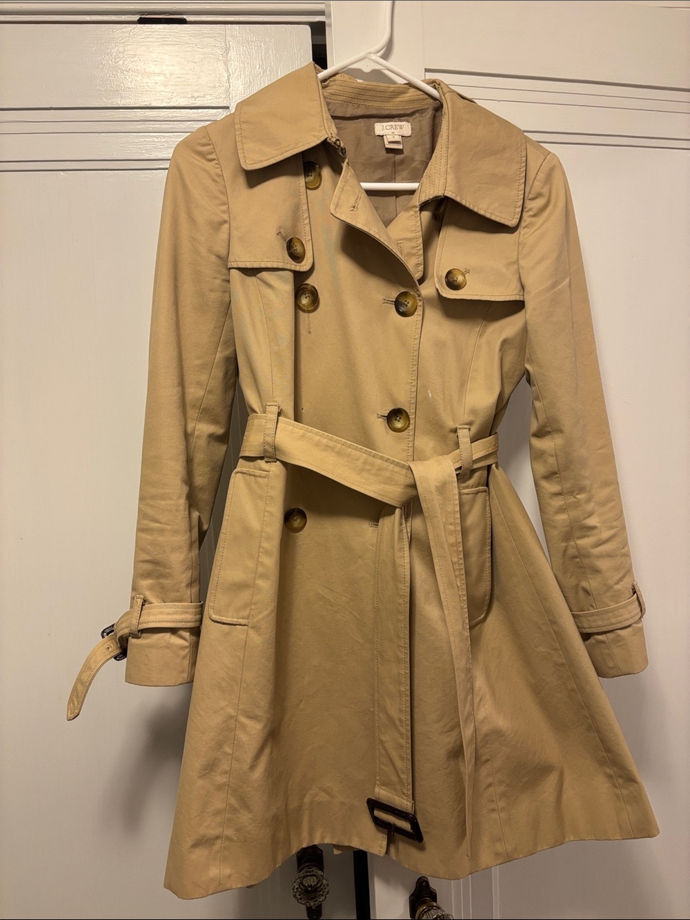 J. Crew Classic Beige Double-Breasted Trench Coat with Belt